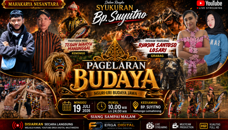 Tim ERGA DIGITAL mengoperasikan live streaming multicamera pada Pagelaran Seni dan Budaya Mahakarya Nusantara.