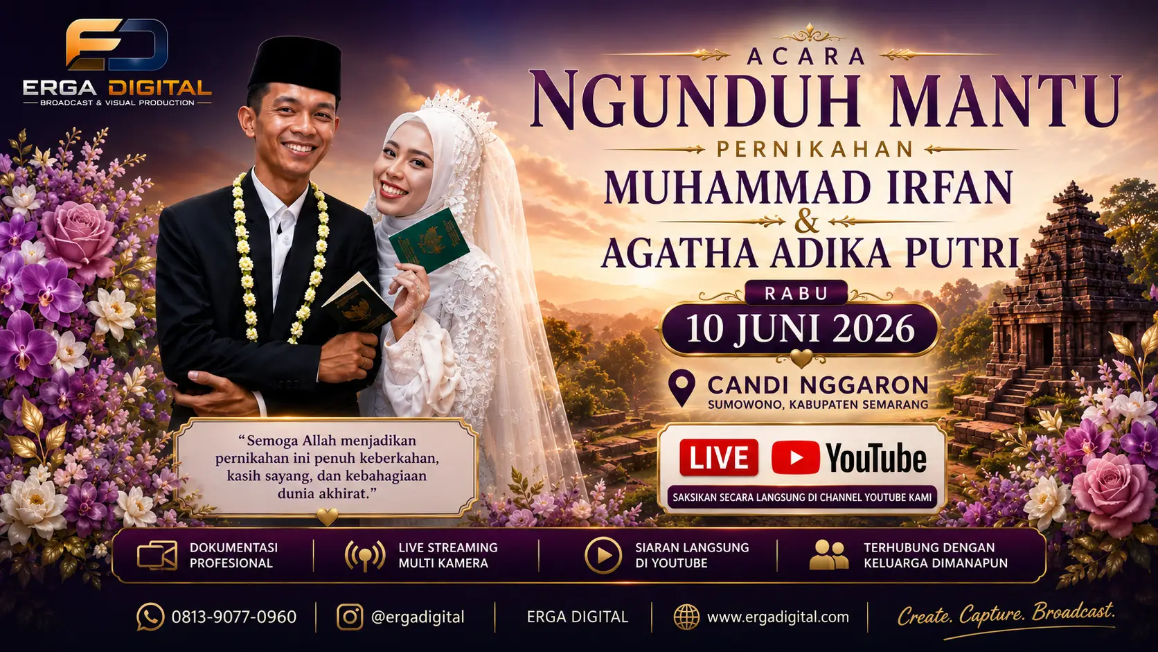 Live Streaming Ngunduh Mantu Muhammad Irfan & Agatha Adika Putri, Mengabadikan Momen Bahagia yang Tak Terlupakan